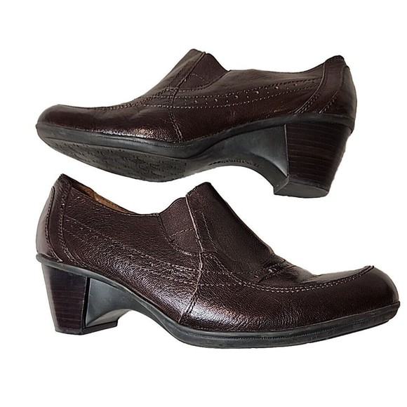 Naturalizer Leather Womens Shoes N5 Comfort Heels Slip Ons‎ Clogs Size 11 M - Picture 1 of 8